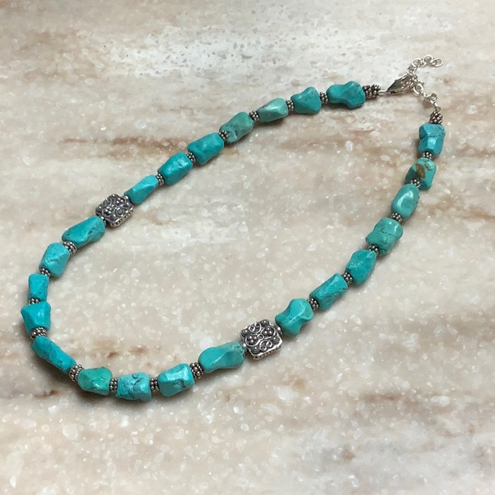 😍925 Silver Turquoise Nugget Necklace😍 NWOT